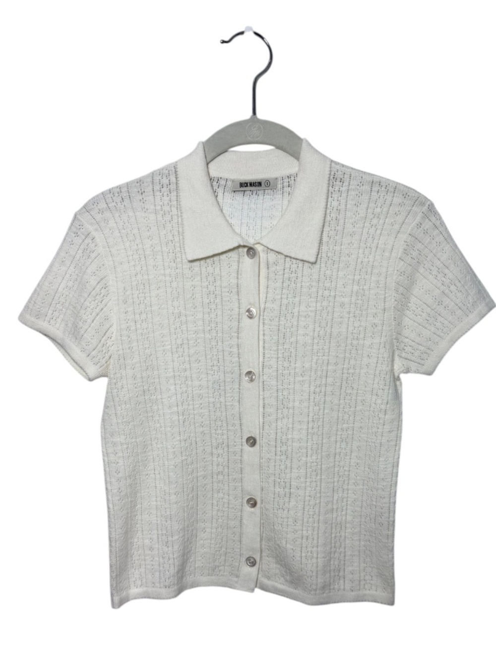 Buck Mason Soft White Coastal Linen Pointelle Polo Shirt Sz Small $138